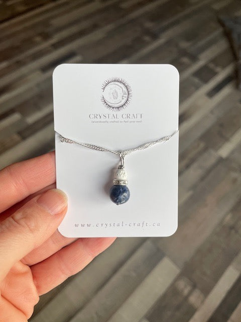 Sodalite and White Lava Necklace