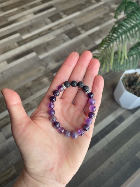 Amethyst and Lava Bracelet