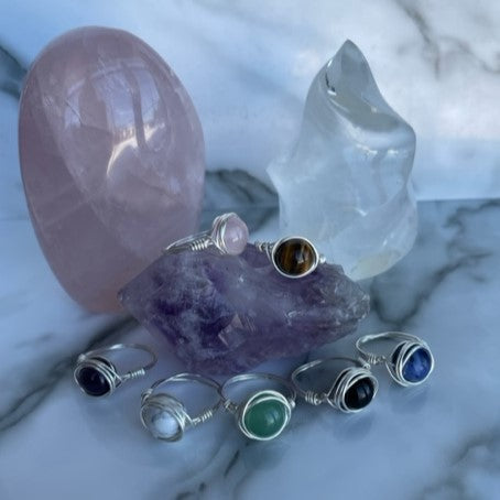 Wire Wrapped Gemstone Rings