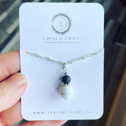 Howlite and Black Lava Necklace