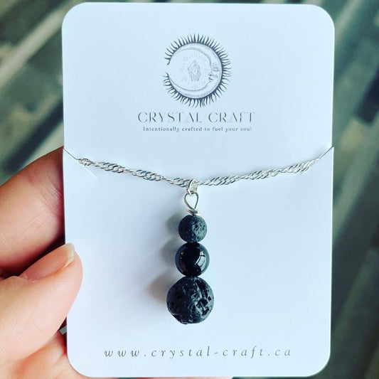 Black Onyx and Black Lava Necklace