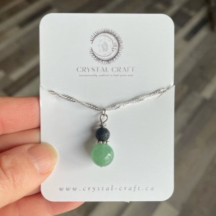 Green Aventurine and Black Lava Necklace